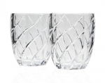 SWIRL DESIGN SET OF 4 CRYSTAL DOUBLE OLD FASHIONED GLASSES