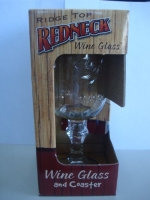 Redneck Wine Glass with 'Teamwork' Coaster