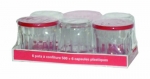 Arc International Luminarc Working Glass, 14-Ounce with Red Lids, Set of 6