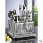 METAL AND GLASS FLATWARE CADDY