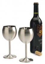 RSVP International Endurance Stainless Steel Wine Glasses Set of 2