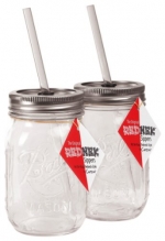 Carson Home Accents The Original Red Nek Sipper Drinking Jar, 16-Ounce, Set of 2