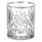 Lorren Home Trends Dynasty Collection Crystal Double Old Fashion Beverage Glass with Silver Band, Set of 6