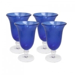 Artland Iris Footed Ice Tea, 18-Ounce, Cobalt Blue, Set of 4
