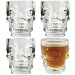 (Set/4) Skeleton Skull Shot Glasses - Undead Crystal Drinkware For The Bar