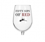 50 Sips of Red(tm) - Funny Wine Glass for Movie Lovers - 16 oz Libbey Wine Glass - Because Red Beats Grey - Humorous Gift for Wine Loving Friends