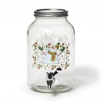 Pfaltzgraff Winterberry Glass Snowman Beverage Jar, 125-Ounce
