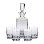 Ravenscroft Crystal 125th Anniversary Kensington Decanter Set. Specially Designed with a Heavy Base and Decorative Bubble for the Most Discerning Spirits Enthusiast. Includes 4 Crystal DOF Glasses and a Handmade European Lead-free Crystal Decanter.