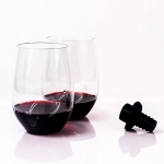 Unbreakable Stemless Wine Glasses by Evino - Gift Set of 4 Clear Shatterproof Plastic Glasses for White & Red Wine, Cocktails, or Cold Drinks. Perfect for Outdoor Use. Plus Free Bottle Stopper.