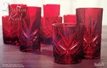 Godinger Dublin Red Natural Ruby Red Crystal Set of 8 Glasses (Four 8-ounce Double Old-Fashioneds and Four 10-ounce Hiballs)