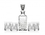 Shannon 5 Piece Crystal Whiskey Bar Set - 4 Dofs & 1 Decanter With Tall Stopper
