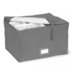 Richards Homewares Stemware Storage Chest -Deluxe Quilted Microfiber ( 15.5 x 12.5 x 10) - Charcoal