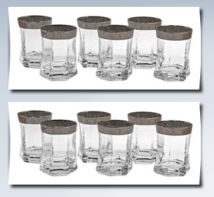 Lorenzo silver border rocks glass, set of 6