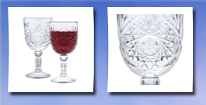 Greenbrier International Inc. heavy glass goblet (crystal style cut) 7 tall
